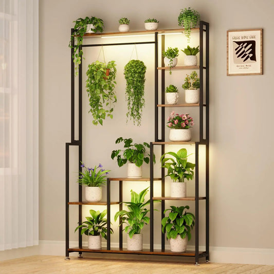 71-Inch 8-Tier Indoor Plant Stand with Grow Light – Heavy-Duty Metal and MDF Display Rack for Living Room, Patio, or Garden