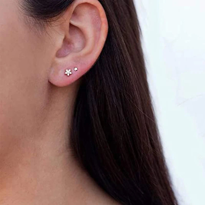 925 Sterling Silver 3-Piece Stud Earrings Set for Women – 18K Gold-Plated, Irregular Mini Design Fine Jewelry