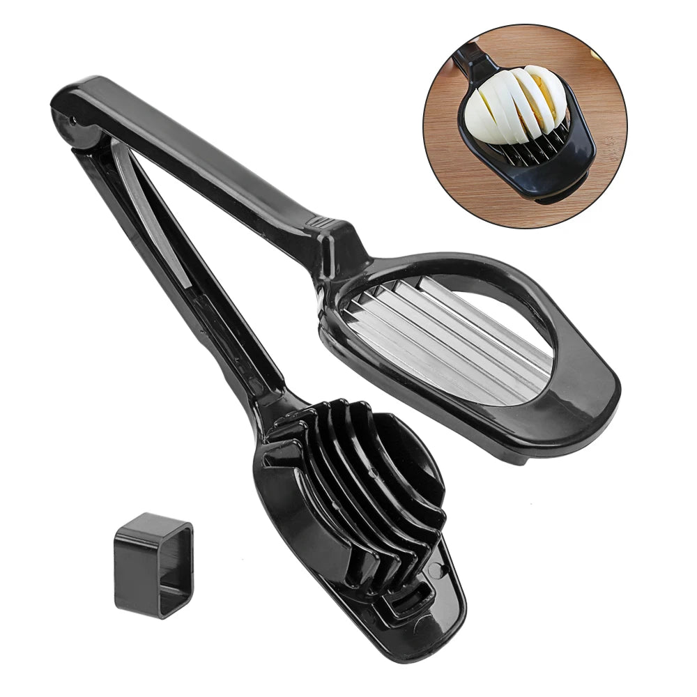 Stainless Steel Handheld Egg Slicer & Fruit Cutter – Multi-Function Kitchen Tool for Mushrooms, Kiwi, Tomato, and More