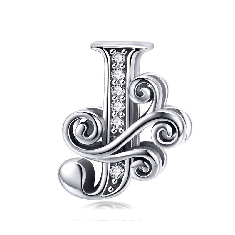 925 Sterling Silver Alphabet Letter Charm Bead A–Z – Openwork CZ Initials for Bracelets