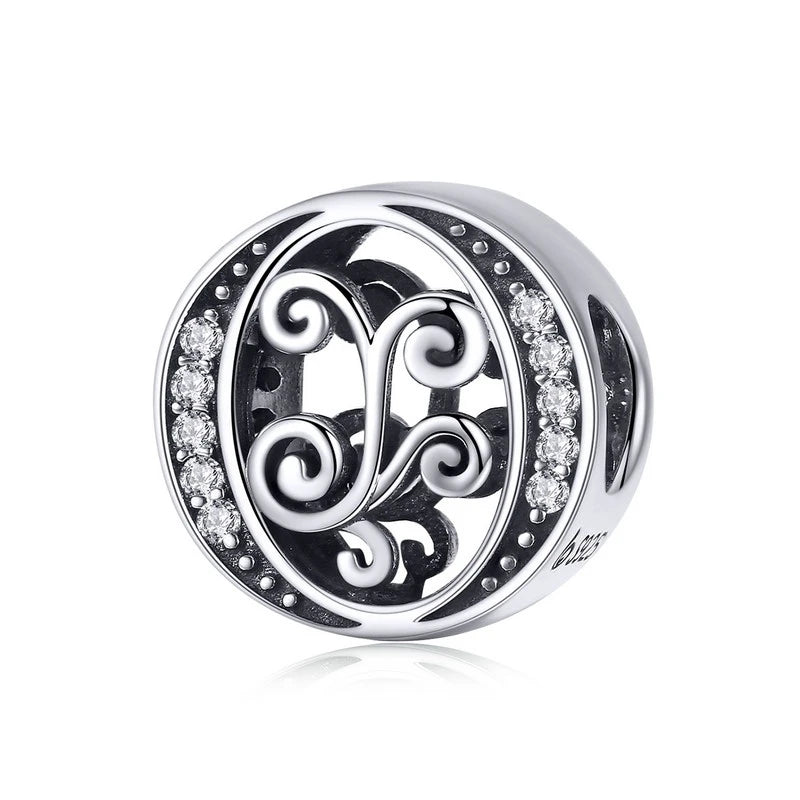 925 Sterling Silver Alphabet Letter Charm Bead A–Z – Openwork CZ Initials for Bracelets