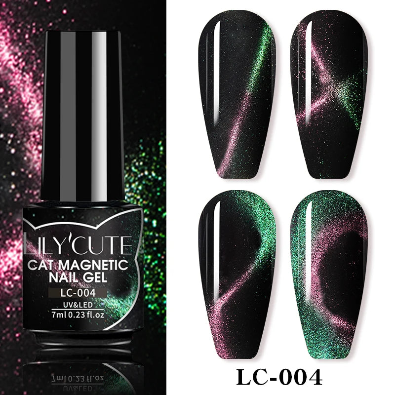 7ml Dynamic Reflective Cat Eye Magnetic Gel – Glitter Soak-Off Nail Polish with 3D Magnet Effect