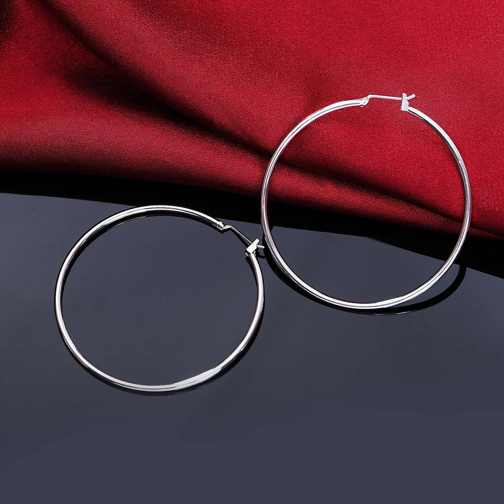 925 Sterling Silver 5MM Thick Round Hoop Earrings for Women – Minimalist Circle Design for Wedding and Everyday Luxury