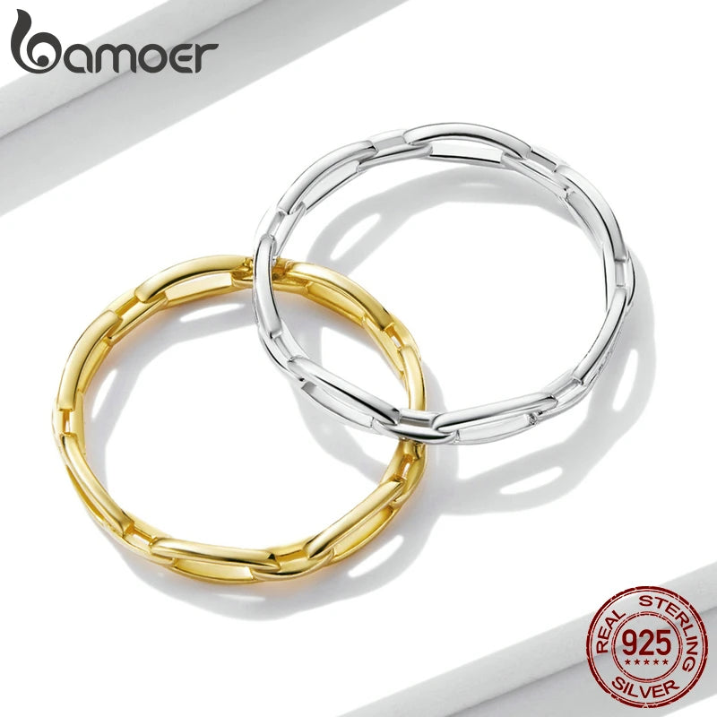 Bohemian Geometric Chain Ring – 925 Sterling Silver Minimalist Statement Band for Women