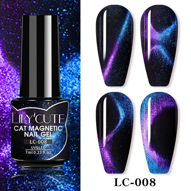 7ml Dynamic Reflective Cat Eye Magnetic Gel – Glitter Soak-Off Nail Polish with 3D Magnet Effect