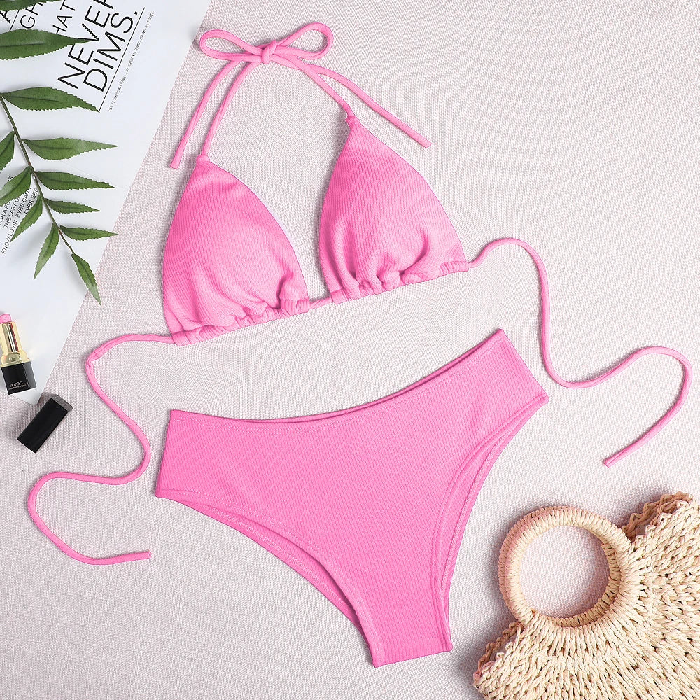 Brazilian High-Waist Bikini Set – Push-Up Two-Piece Swimwear for Women