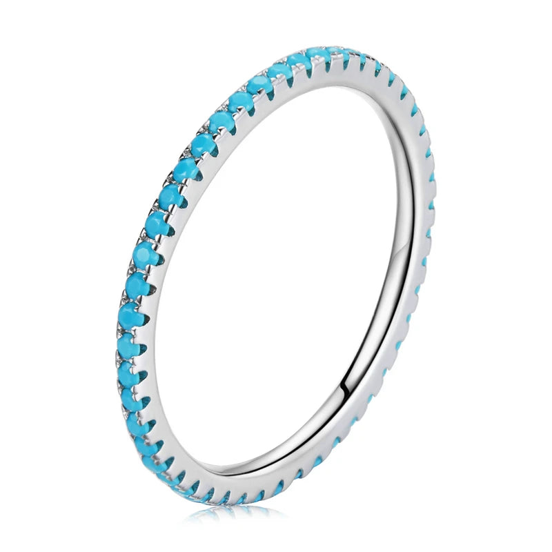 925 Sterling Silver CZ Simulated Diamond Stackable Ring – Platinum Plated Eternity Band for Women