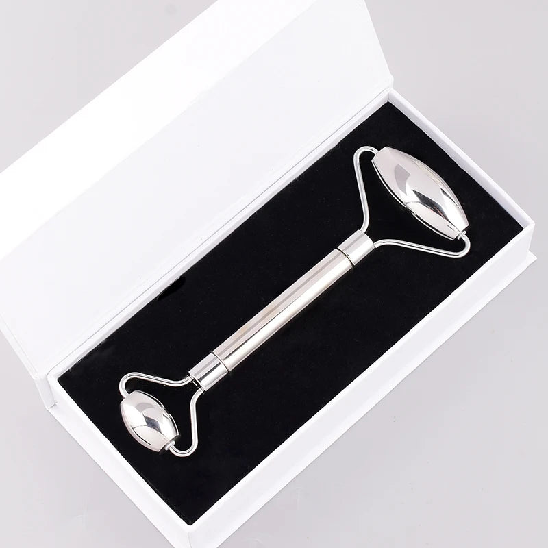 Stainless Steel Facial Roller & Gua Sha Set – Skin Detox, Anti-Wrinkle Massager for Face and Neck Beauty Care