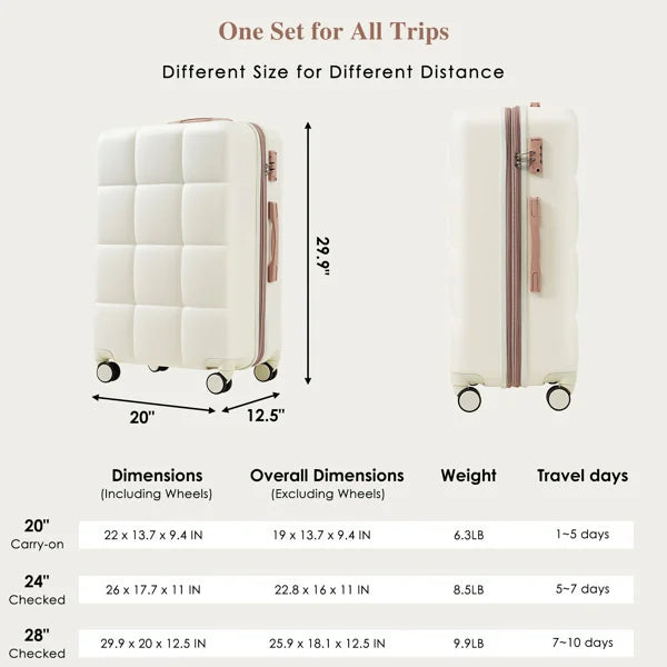 4-Piece ABS Hardshell Luggage Set with USB Port, Cup Holder & Expandable Suitcases – Durable Lightweight Travel Trolley