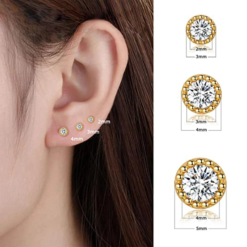 925 Sterling Silver 3-Piece Stud Earrings Set for Women – 18K Gold-Plated, Irregular Mini Design Fine Jewelry