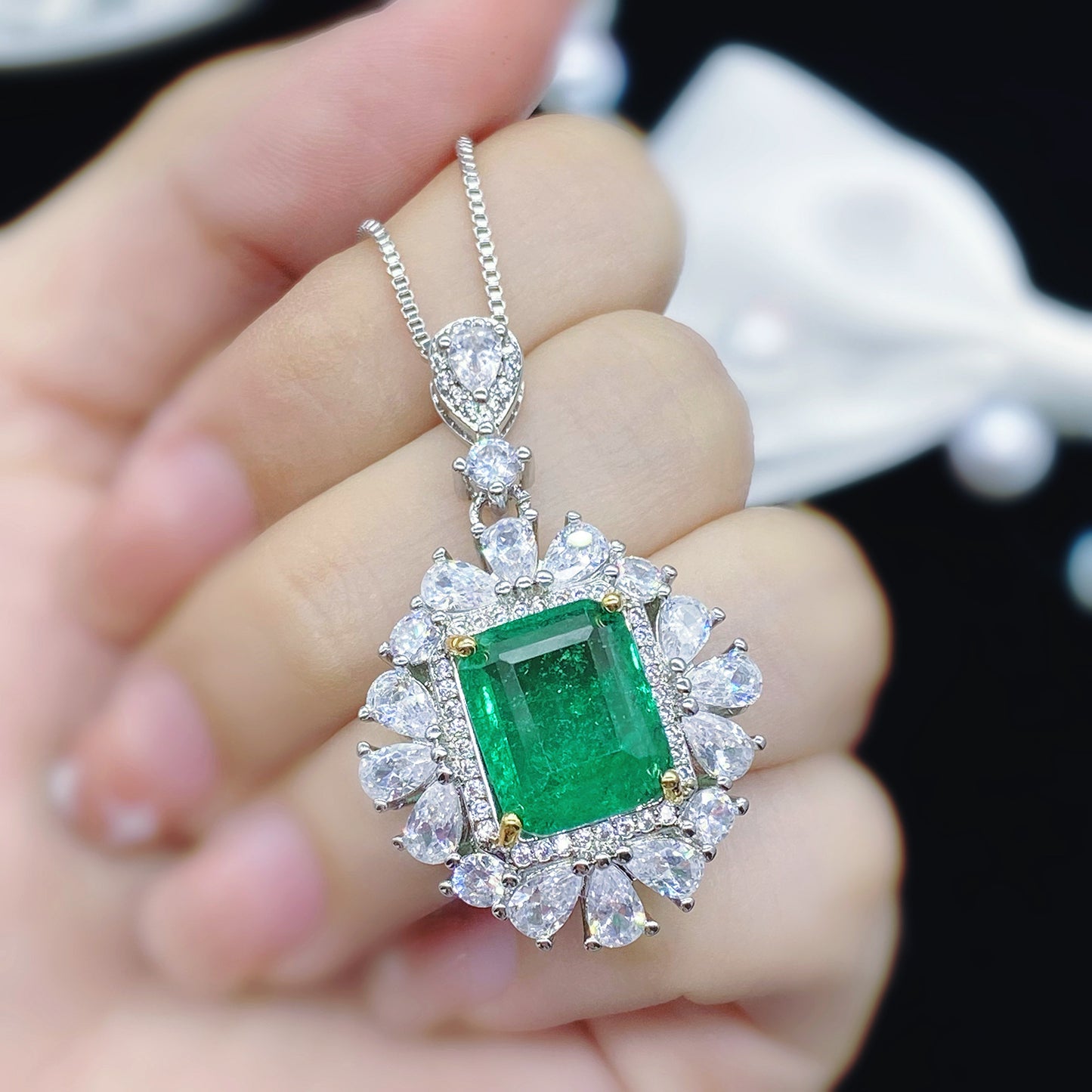 925 Sterling Silver Sapphire Pendant Necklace for Women – Solid Silver Round Charm with Diamond Accents, Luxury Fine Jewelry