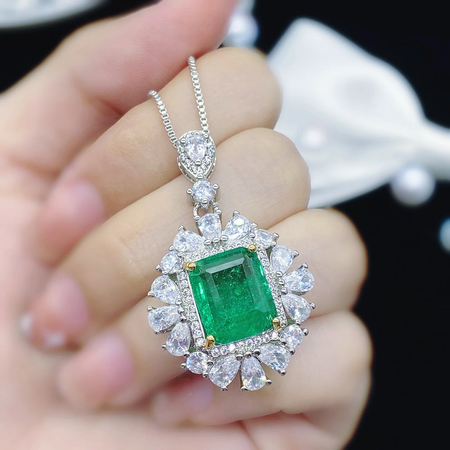 925 Sterling Silver Sapphire Pendant Necklace for Women – Solid Silver Round Charm with Diamond Accents, Luxury Fine Jewelry