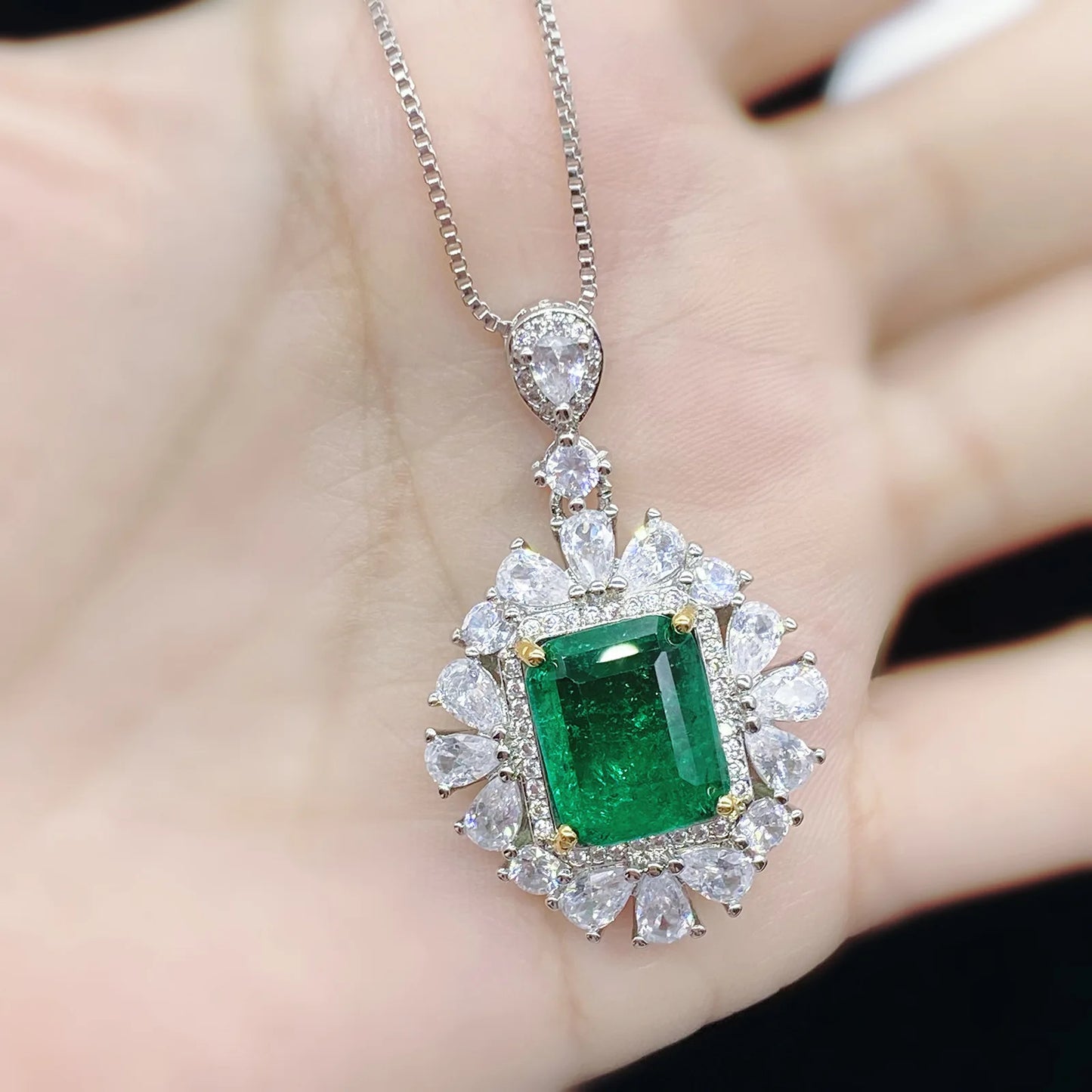 925 Sterling Silver Sapphire Pendant Necklace for Women – Solid Silver Round Charm with Diamond Accents, Luxury Fine Jewelry