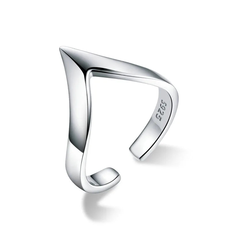 Adjustable Wave Geometric Love Ring in 925 Sterling Silver – Trendy Wedding Band for Women