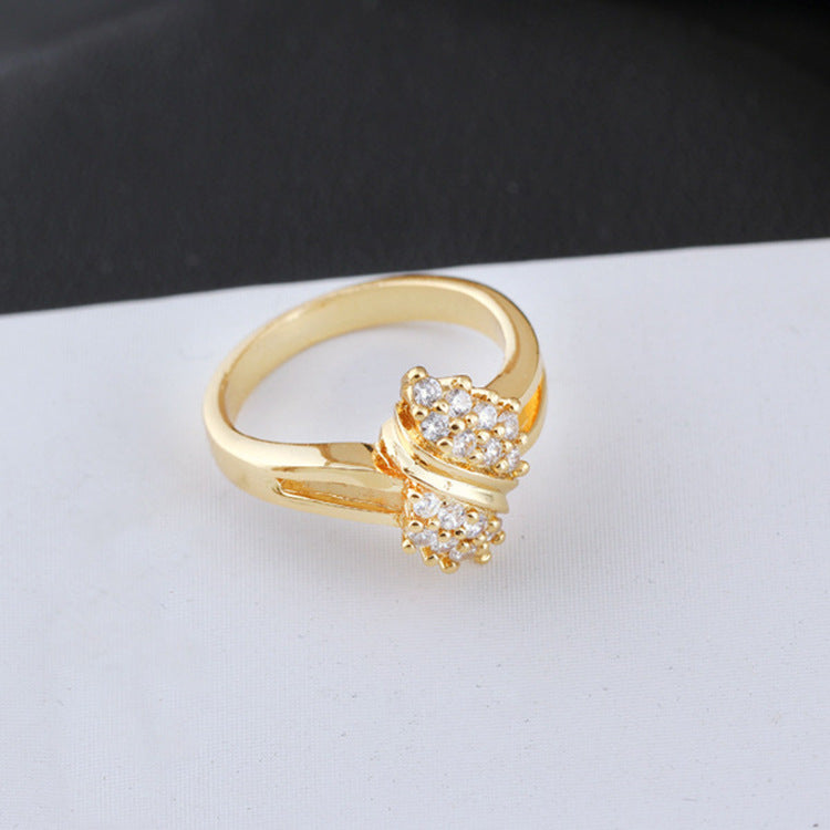 14K Yellow Gold Irregular Geometric Diamond Cocktail Ring for Women – Boho Chic Engagement Party Jewelry