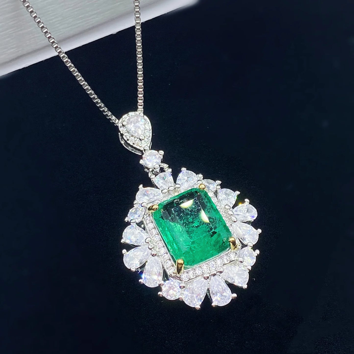 925 Sterling Silver Sapphire Pendant Necklace for Women – Solid Silver Round Charm with Diamond Accents, Luxury Fine Jewelry