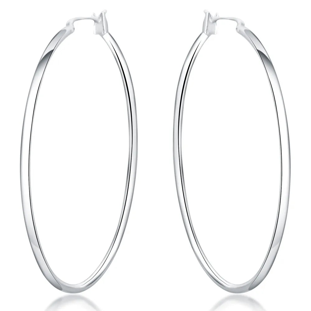 925 Sterling Silver 5MM Thick Round Hoop Earrings for Women – Minimalist Circle Design for Wedding and Everyday Luxury