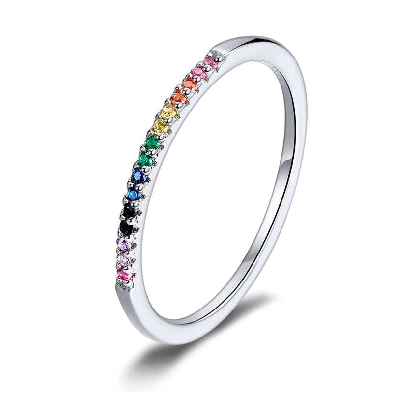 925 Sterling Silver CZ Simulated Diamond Stackable Ring – Platinum Plated Eternity Band for Women