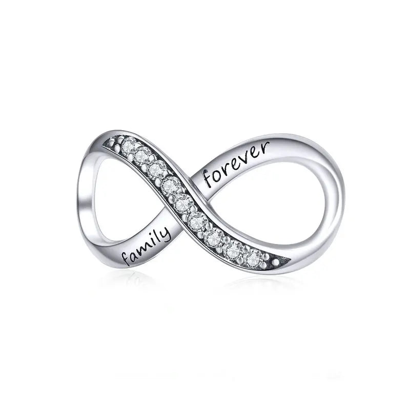 925 Sterling Silver Family Heart Cross Charm – Clear 5A Crystal Bead for Bracelets & Necklaces