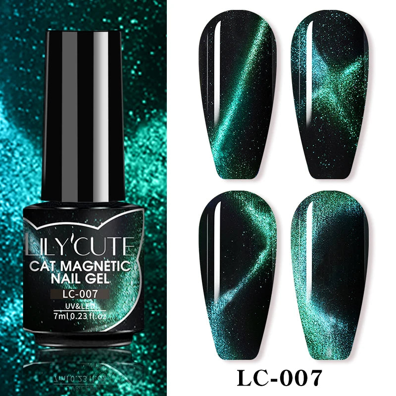 7ml Dynamic Reflective Cat Eye Magnetic Gel – Glitter Soak-Off Nail Polish with 3D Magnet Effect