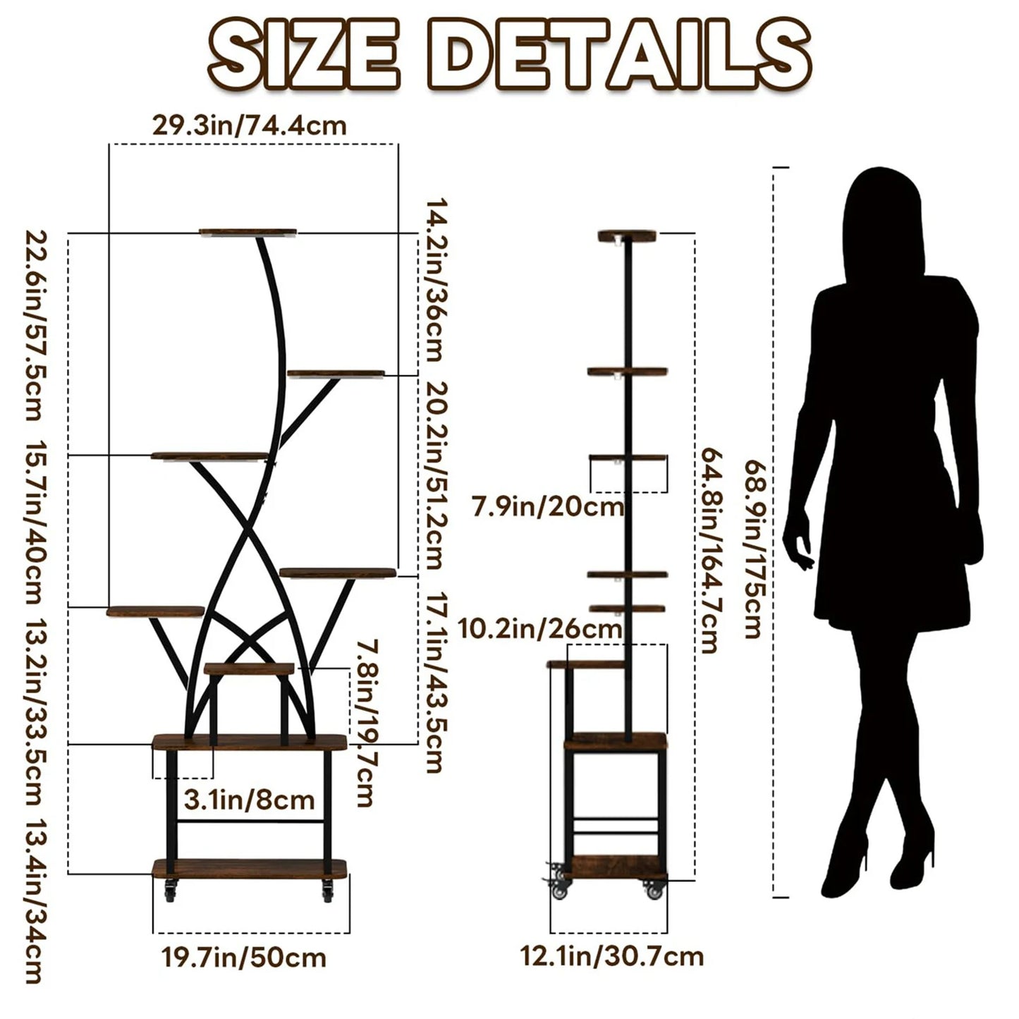 64-Inch 8-Tier Indoor Plant Stand with Grow Light – Heavy-Duty Metal Display Rack for Living Room, Patio, or Garden
