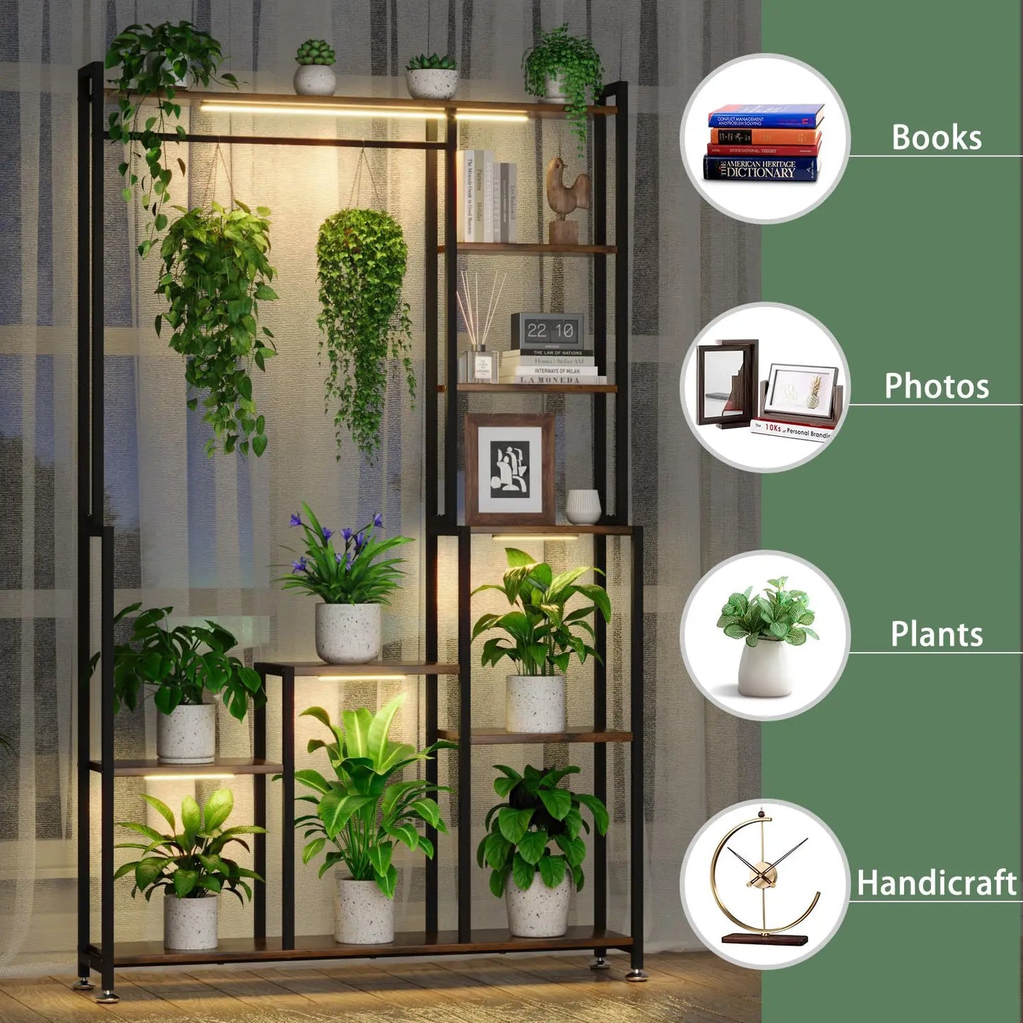71-Inch 8-Tier Indoor Plant Stand with Grow Light – Heavy-Duty Metal and MDF Display Rack for Living Room, Patio, or Garden