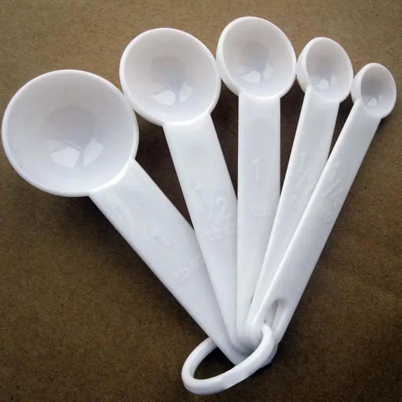 5-Piece Kitchen Measuring Spoon Set – Plastic Measuring Scoops with Scale for Baking, Coffee, Sugar, and Cooking
