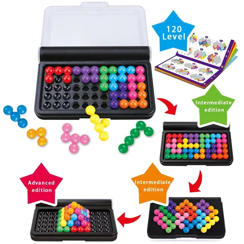 3D Pyramid Beads Logic Puzzle – 120 Challenge Brain Teaser Montessori IQ Toy for Kids & Teens
