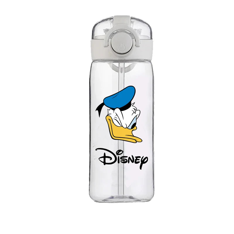 400ml Cartoon Straw Water Cup for Kids – Drop-Resistant Portable Drinking Bottle with Lid and Handle, Donald Duck Design for School or Gifts