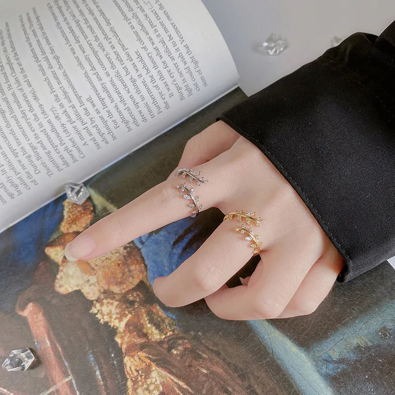 Adjustable Branch Design Ring – 925 Sterling Silver Gold-Plated Women's Cocktail Ring
