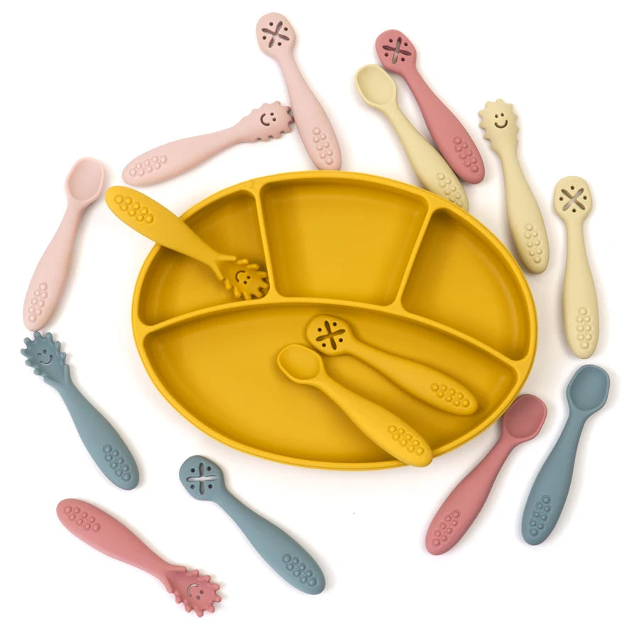 3PCS Baby Silicone Feeding Spoon Set – Safe Learning Utensils for Toddlers and Newborns