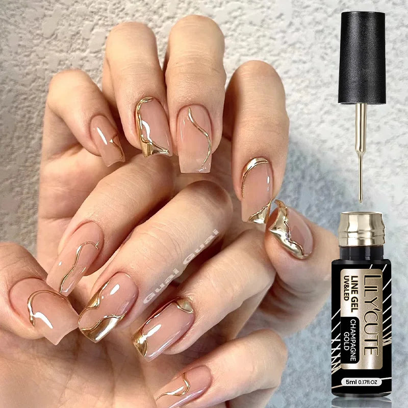 7ml Metallic Chrome Silver Mirror Effect Gel – Super Bright Line Art & French Tip Nail Painting Gel Polish
