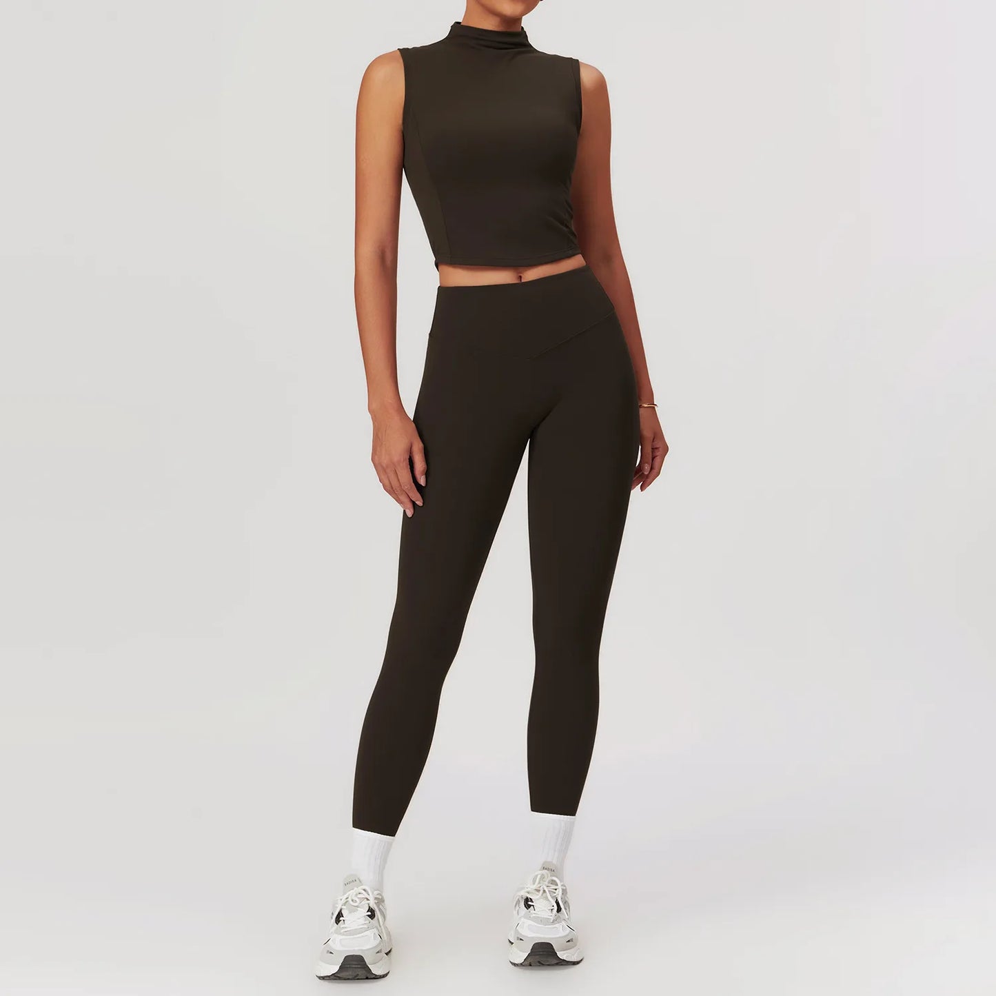 2PCS Women's Yoga Skirt Workout Set – Crop Top & High-Waist Leggings Fitness Sportswear for Gym & Active Training