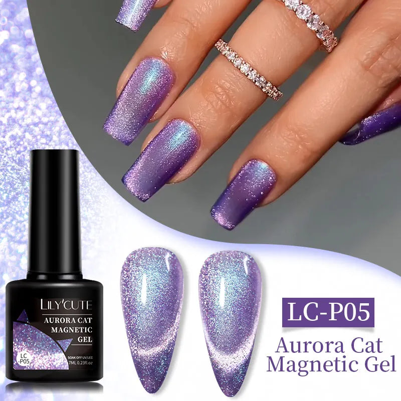 7ml Dynamic Reflective Cat Eye Magnetic Gel – Glitter Soak-Off Nail Polish with 3D Magnet Effect