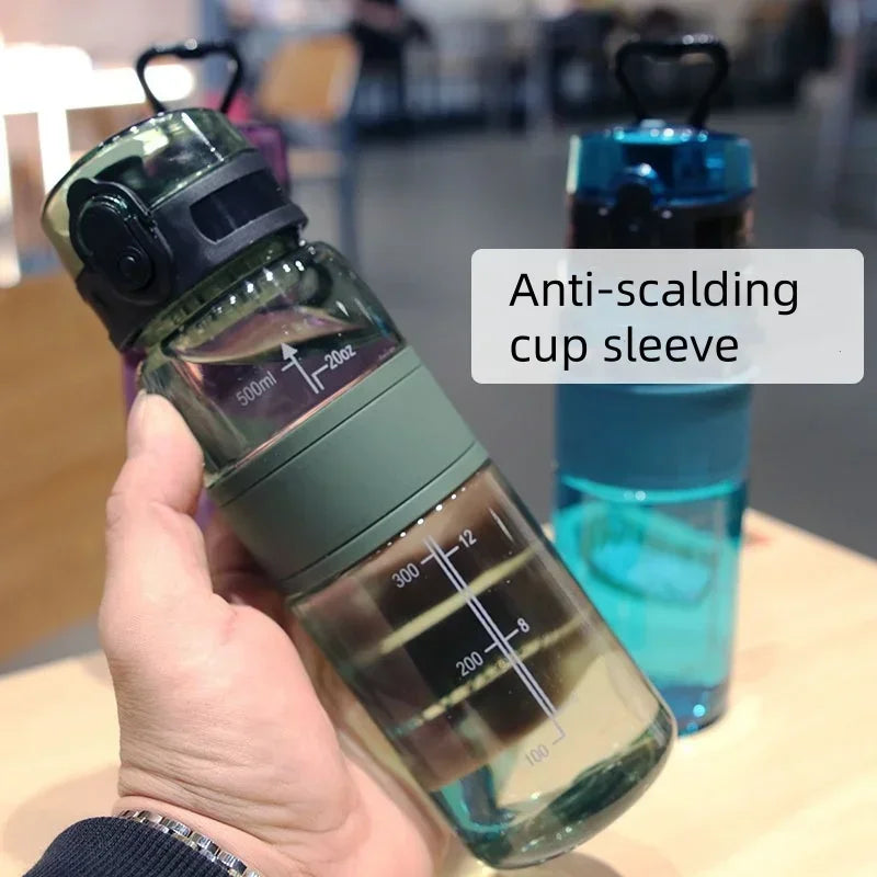 500ML Portable Sport Water Bottle – Large Capacity Plastic Travel Mug with Handle for Hiking, Office, and Daily Use