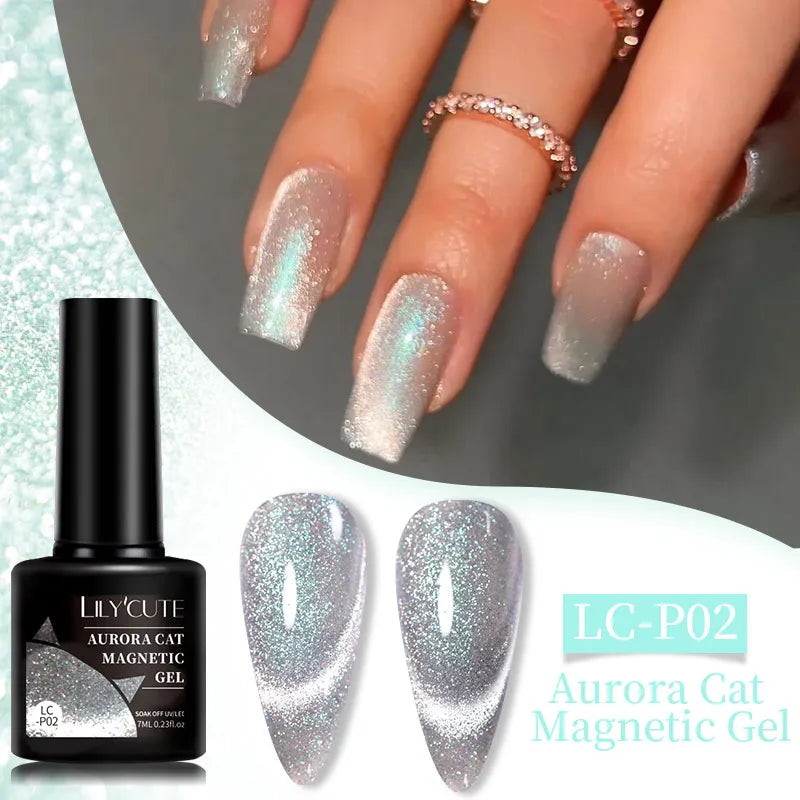 7ml Dynamic Reflective Cat Eye Magnetic Gel – Glitter Soak-Off Nail Polish with 3D Magnet Effect