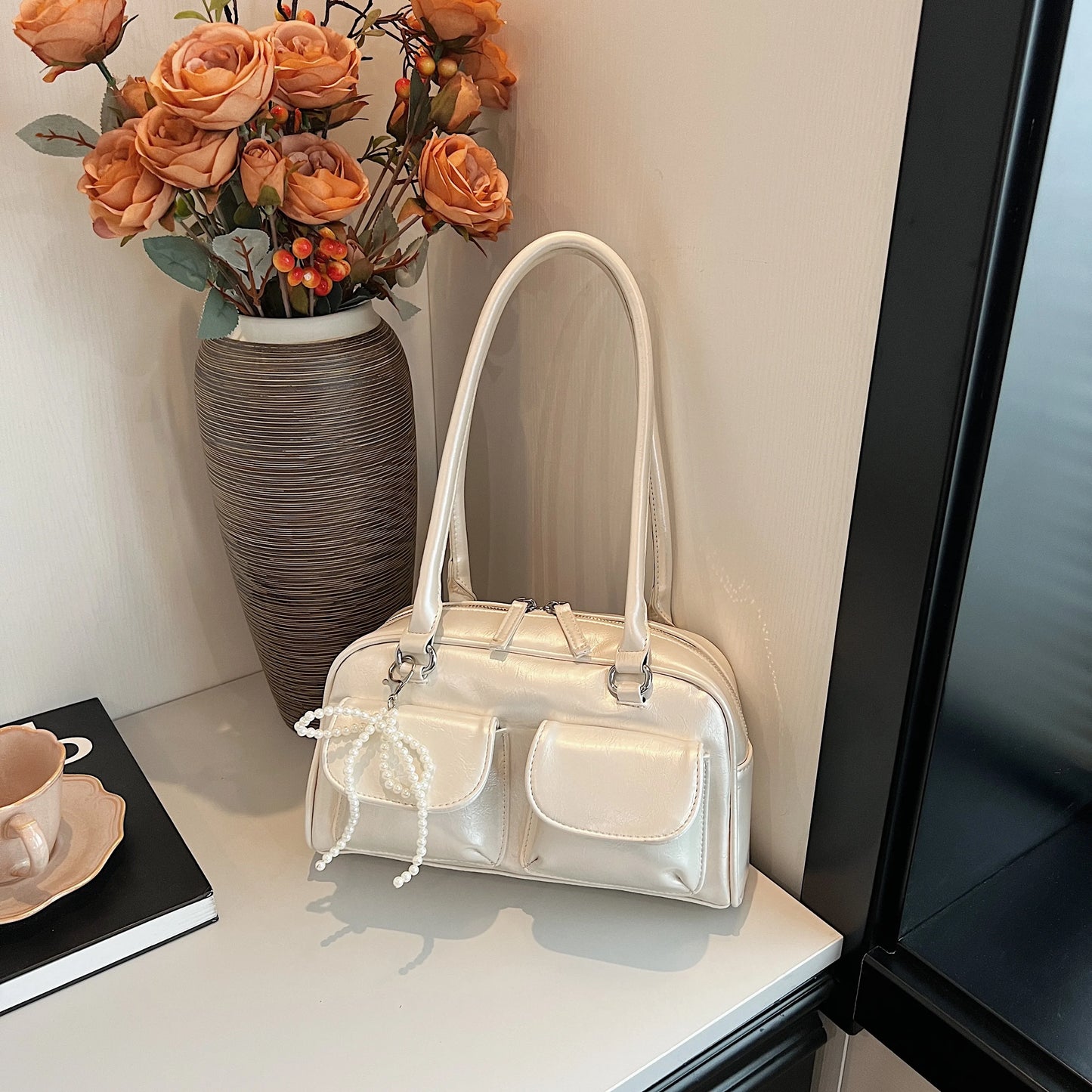 Underarm Bow Pillow Bag – Korean Style Soft PU Shoulder Bag for Women
