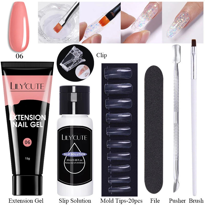 15ml Nail Extension Gel Kit – Soak Off UV Acrylic Gel in White, Clear & Pink for Home or Salon Nail Art