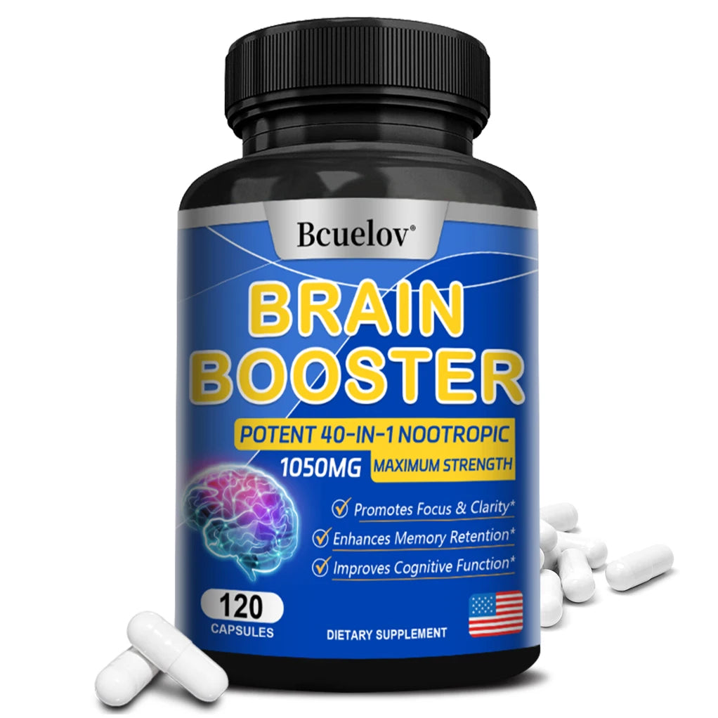 Advanced Brain Booster Supplement – Enhances Memory, Focus, and Cognitive Function – Supports Brain Development – 30/60/120 Capsules