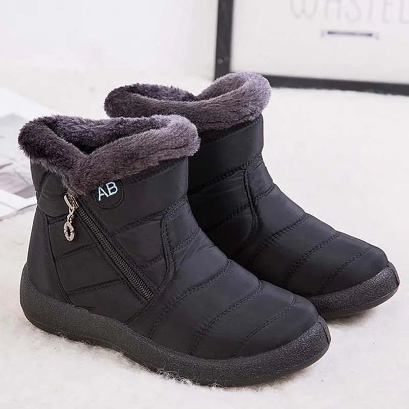 Waterproof Fur-Lined Winter Snow Boots for Women with Zipper Closure and Plush Interior