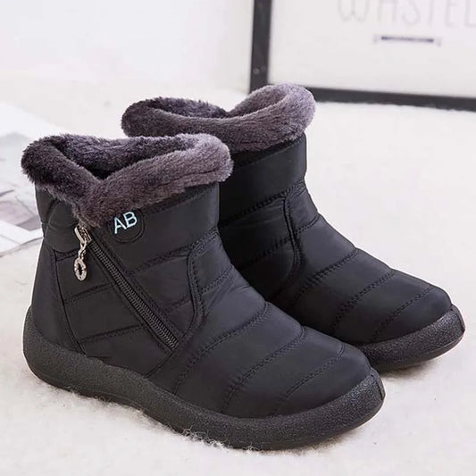 Waterproof Fur-Lined Winter Snow Boots for Women with Zipper Closure and Plush Interior