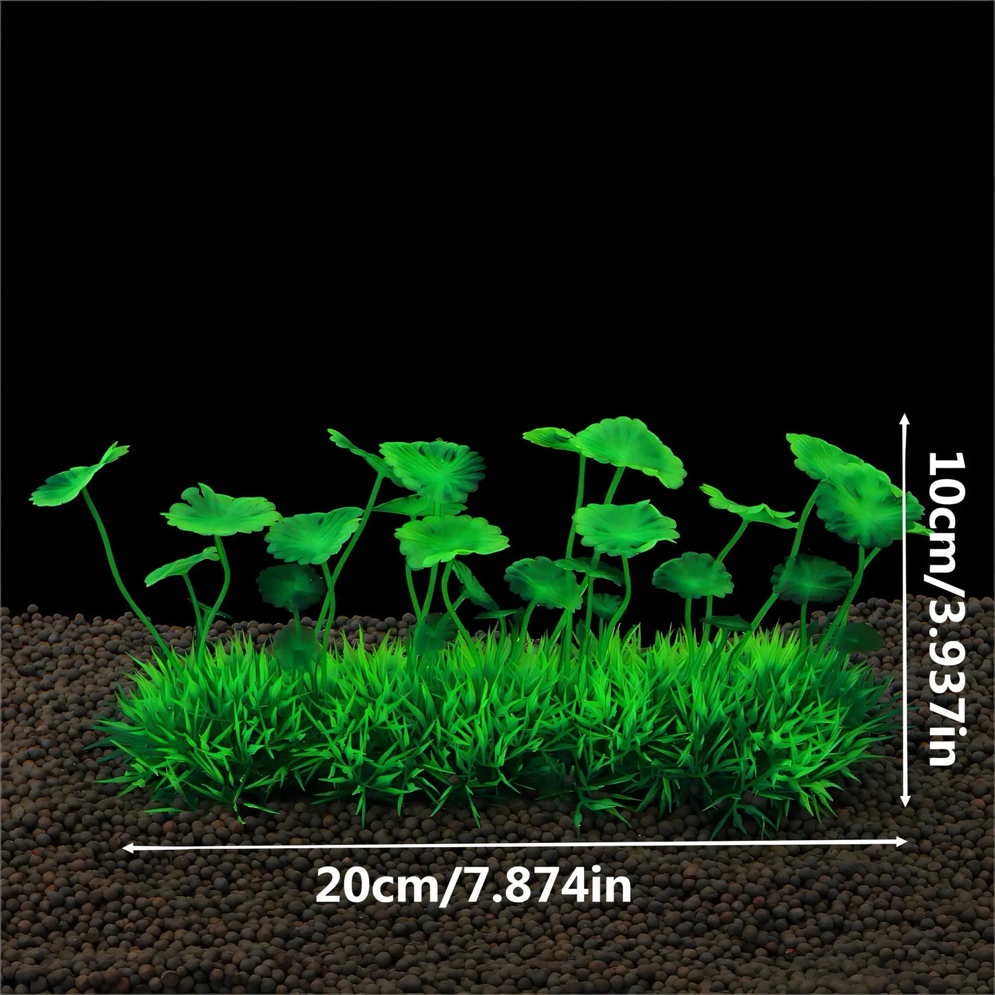Artificial Green Aquarium Plant with Ceramic Base – PVC Underwater Grass Decoration for Fish Tanks – 11×19cm Aquatic Landscaping Ornament