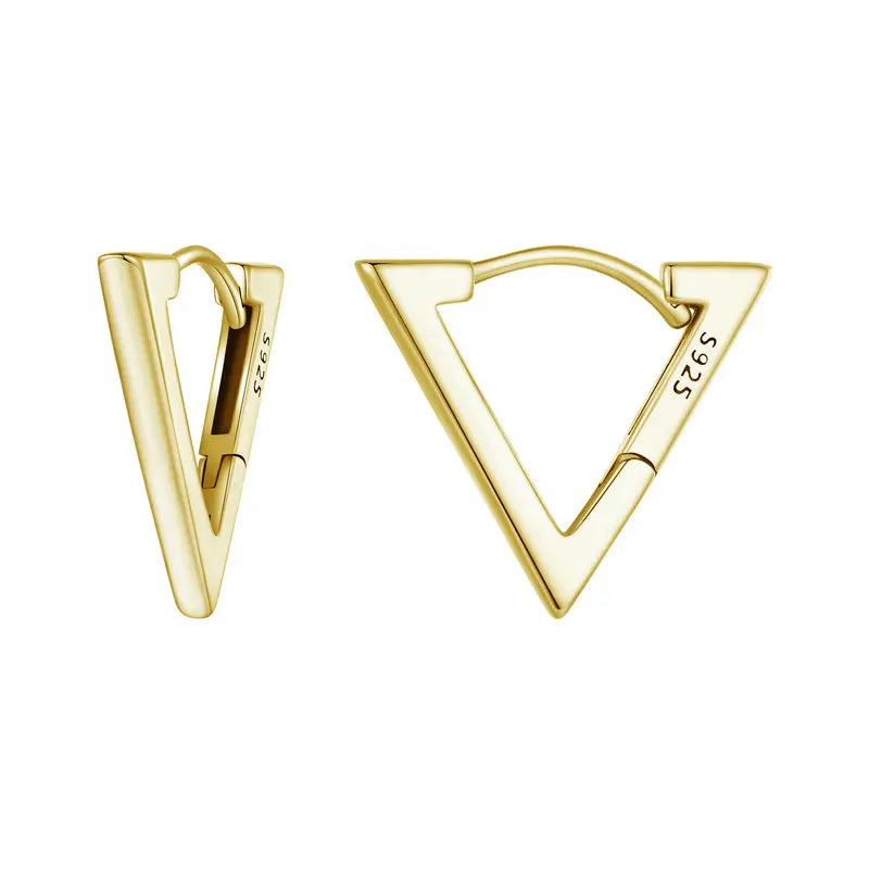 Sterling Silver Geometric Triangle Hoop Earrings – Minimalist Hypoallergenic Design for Women and Girls