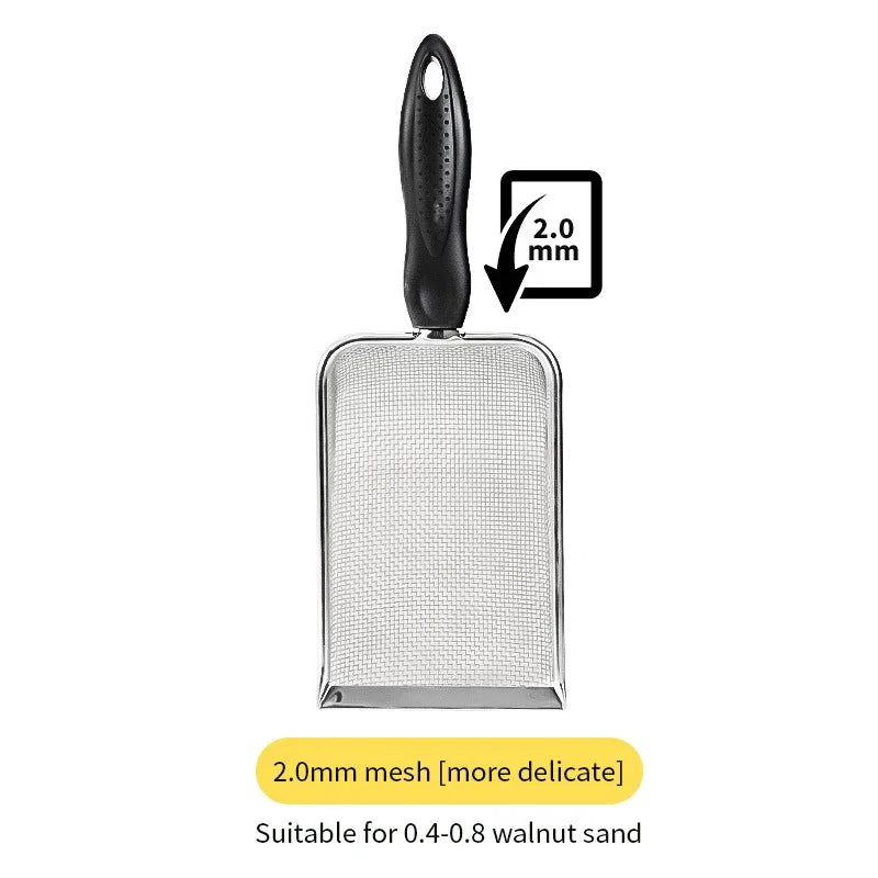 Stainless Steel Cat Litter Scoop – Fine Mesh Shovel for Reptile Sand and Pet Bedding Cleanup
