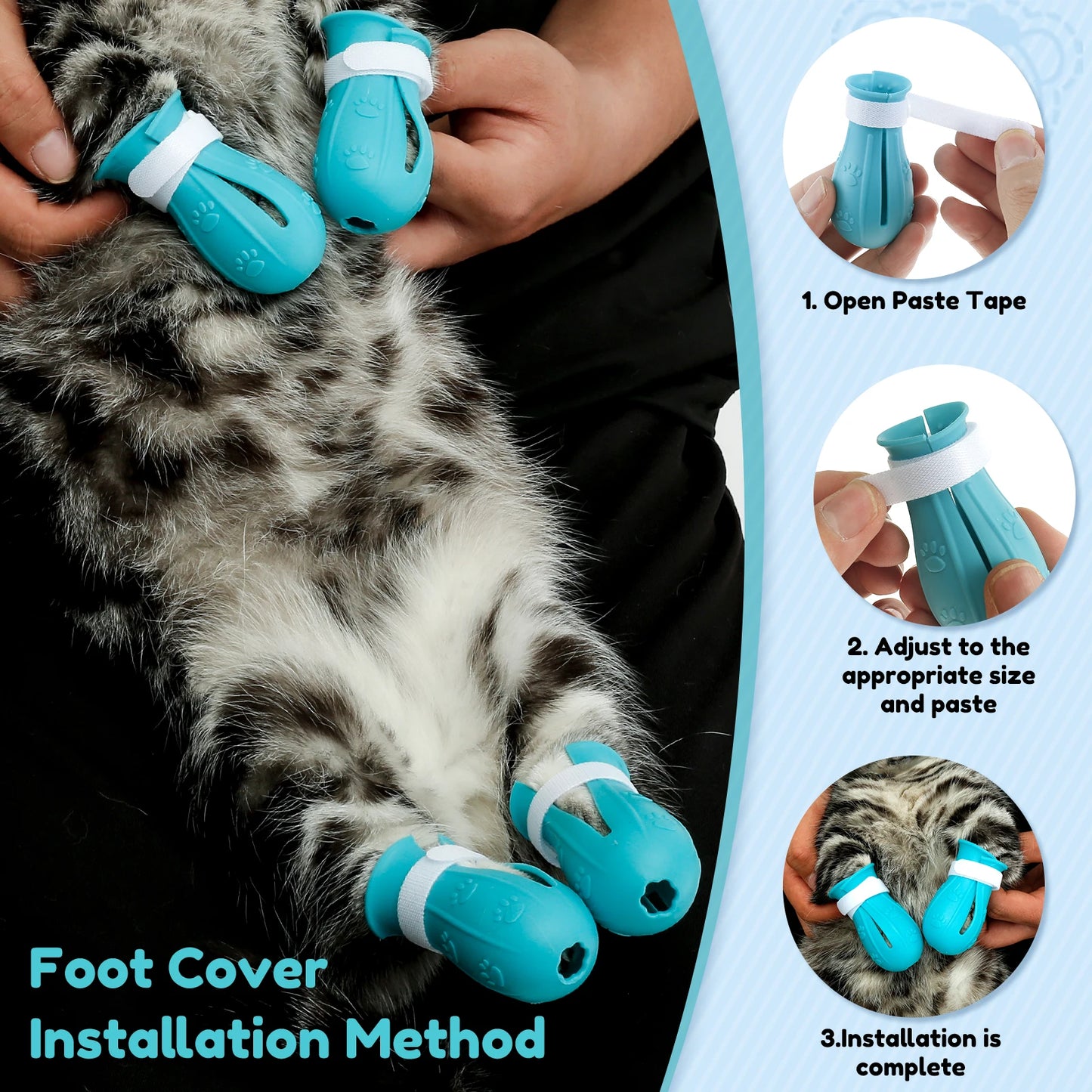 1/2Pcs Cat Muzzle with 4 Silicone Paw Shoes – Anti-Bite, Anti-Licking Pet Grooming Helmet Hood with Breathable Design