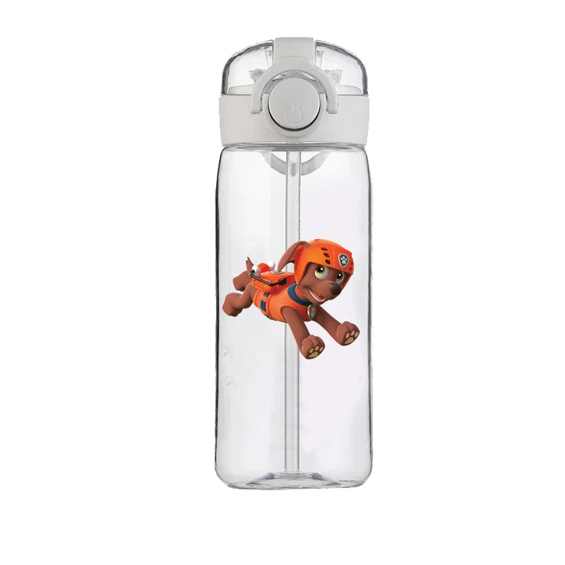 400ml PAW Patrol Chase Water Bottle – Leak-Proof Cartoon Plastic Cup with Straw for Kids, School, and Outdoor Sports Use