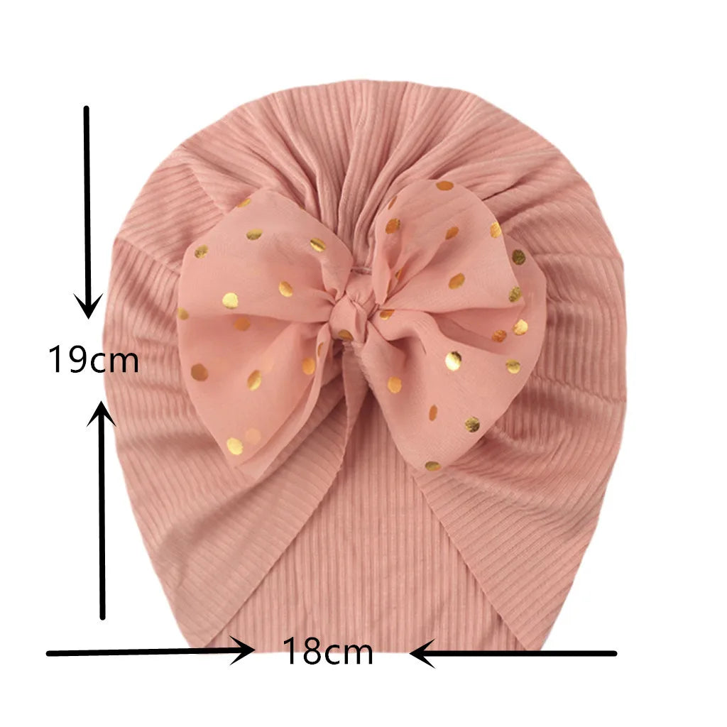 Soft Cotton Baby Turban Hat with Bow – Infant Girl Beanie for Newborn to 2 Years, Photography & Daily Wear