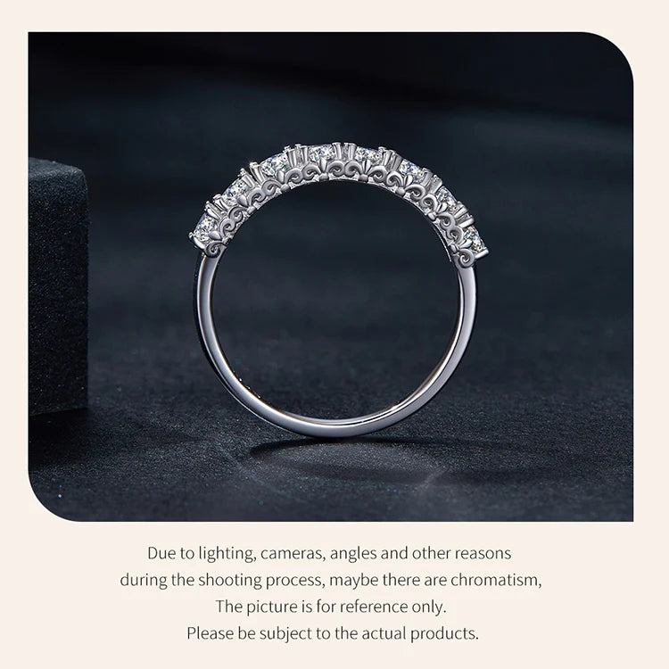 0.8CT Round Moissanite Eternity Ring – 925 Sterling Silver Classic Wedding Band for Women