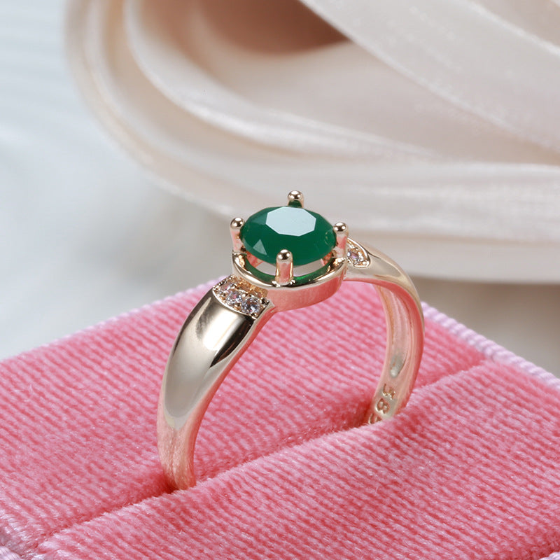 18K Yellow Gold Ring with 1 Carat Natural Emerald and Diamond Accents – Elegant Women's Cocktail Ring
