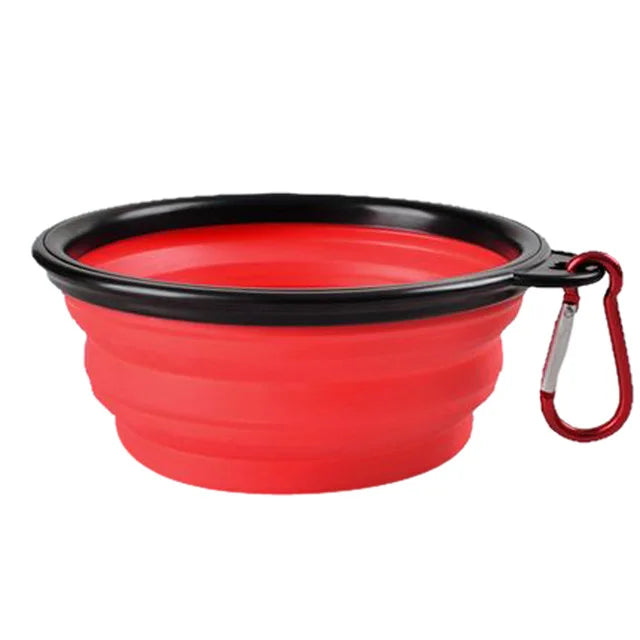 Collapsible Silicone Dog Bowl with Carabiner – Portable Folding Pet Food & Water Dish for Travel, Hiking & Camping (350ml)